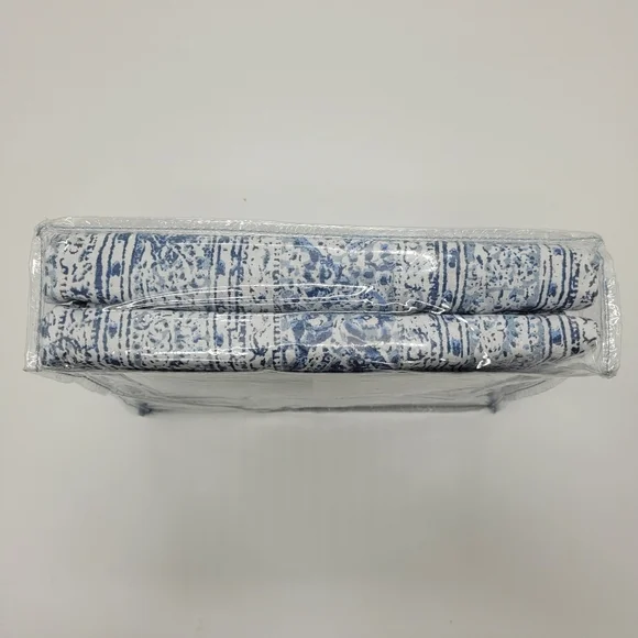 Simply Shabby Chic Duvet Set Indigo Batik Stripe Floral Blue 2 Pc TWIN Size NEW